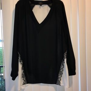Black/white blouse plus size